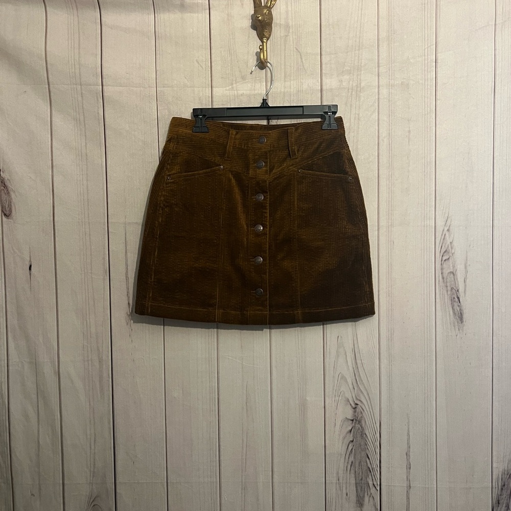 Rails Canyon Corduroy Mini Skirt  Button Front Ground Cinnamon